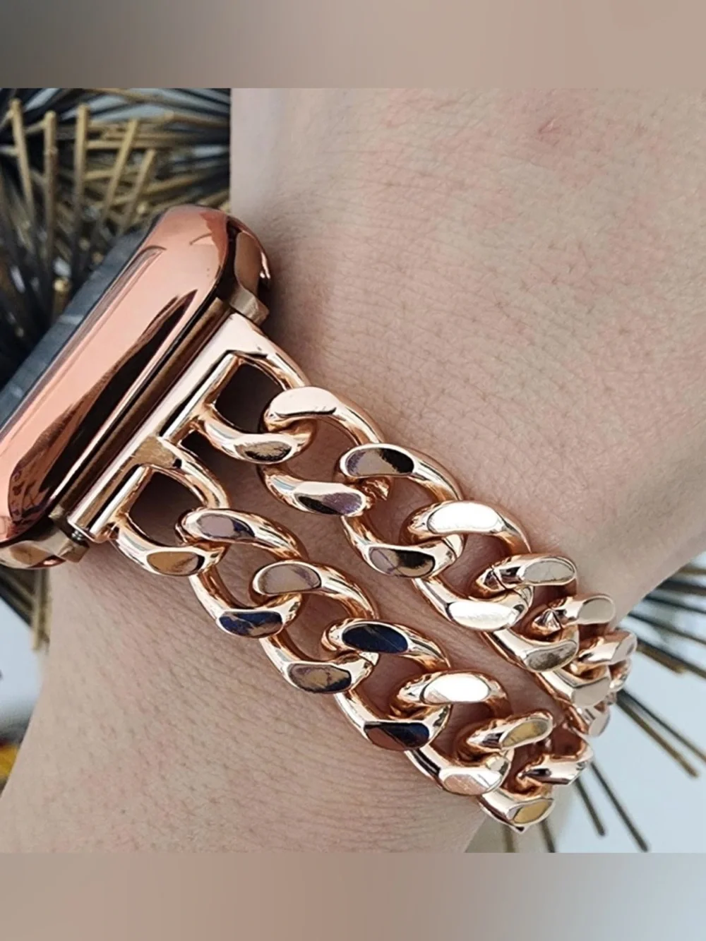 DSAA Plus Adjustable Rose Gold Chain Bracelet Smartwatch Band 90s Minimalist